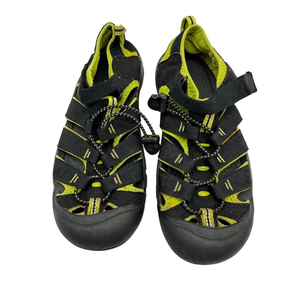 Keen Kids Newport H2 Waterproof Sandals Size 5 Black Lime Green Outdoors